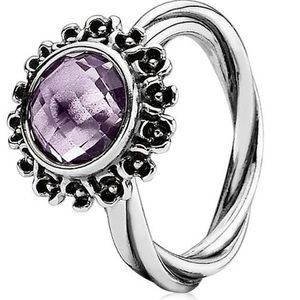 Pandora Retired Floral Elegance Amethyst Ring